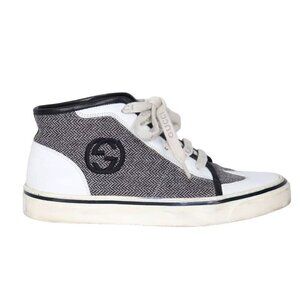 Gucci Womens Size 37.5 Black White High Top Tweed Sneakers Tom Ford 167162 Shoes
